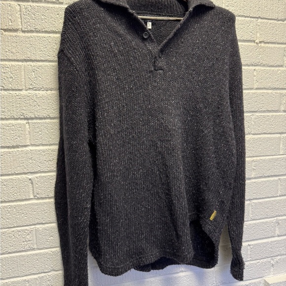 Armani Jeans Black Knit Hooded Sweater Vintage - Picture 2 of 12